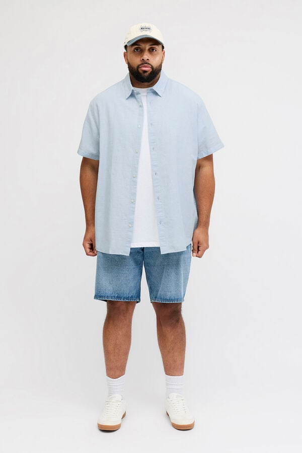 Jack & Jones PLUS Camisa b&aacute;sica de manga curta azul