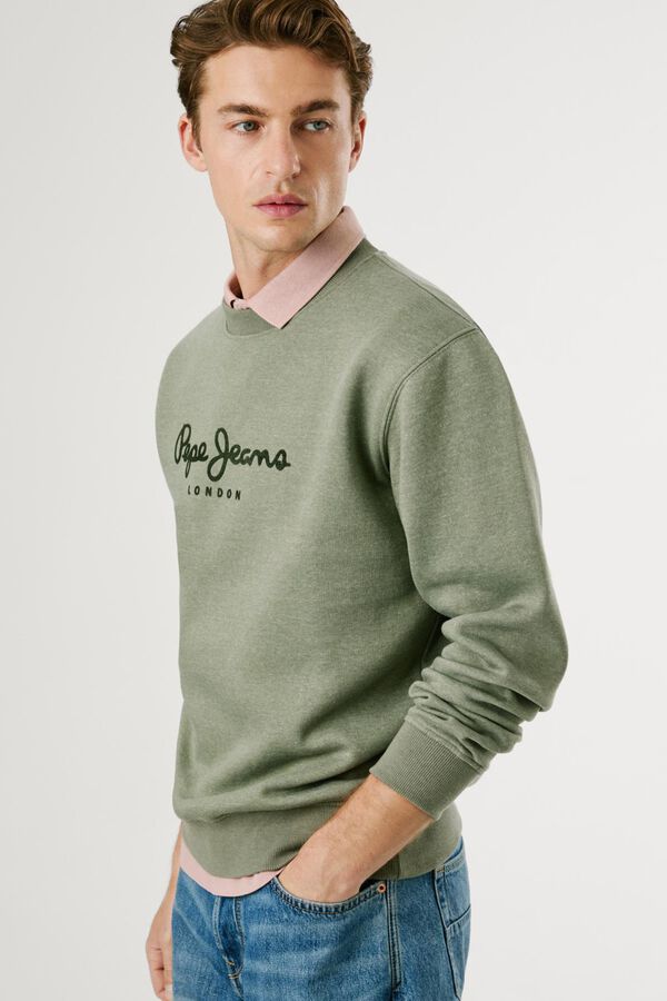 Pepe Jeans Sweatshirt Gola Redonda Com Logo verde
