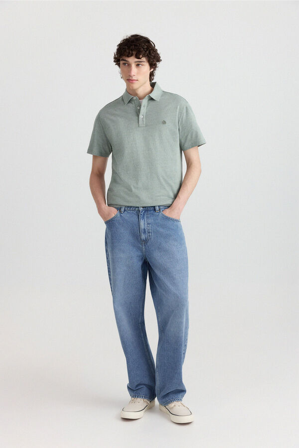 Springfield Polo em malha microrriscas slim fit verde