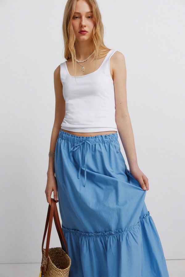Springfield Saia midi com folhos azul
