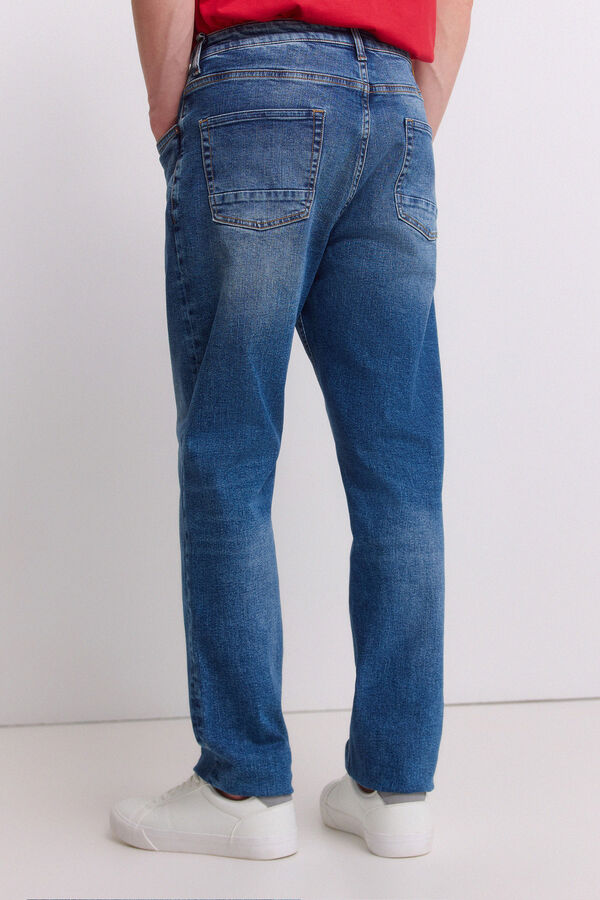 Springfield Jeans lavagem m&eacute;dia escura slim fit azul