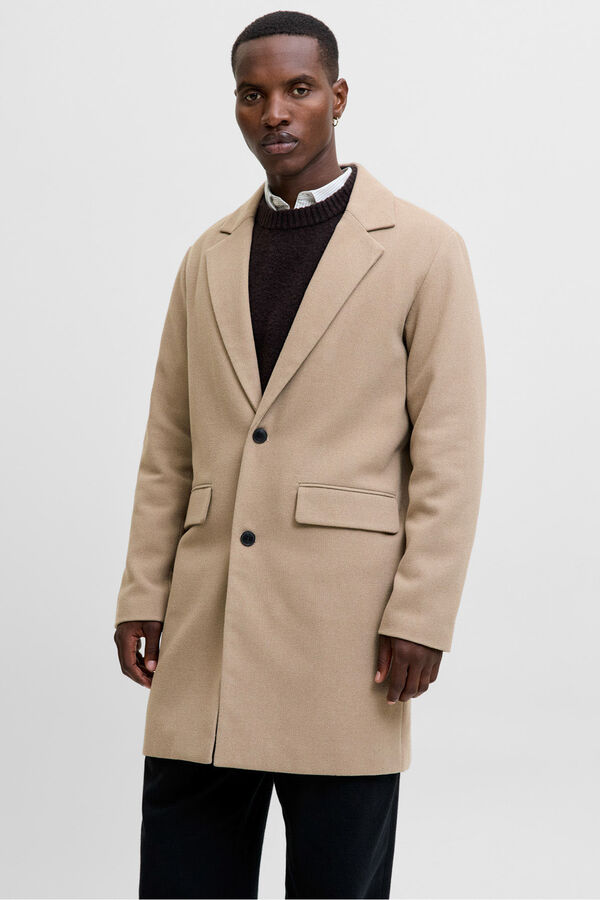 Jack & Jones Sobretudo de gola italiana cinzento