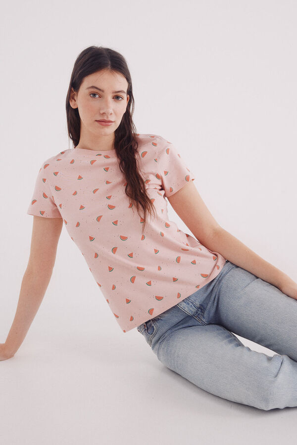 Springfield Fruit print t-shirt pink