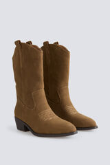 Springfield Botas altas cowboy efeito camur&ccedil;a castanho