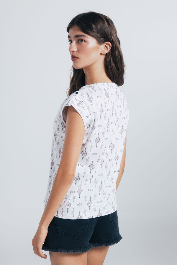 Springfield Camiseta estampada com mangas de la&ccedil;o bege