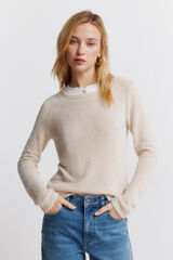 Springfield Camiseta chenilla cuello combinado tostado