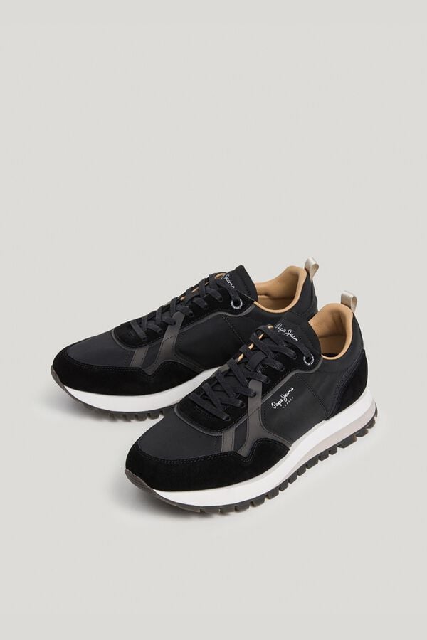 Pepe Jeans Sapatilhas retro de pele preto