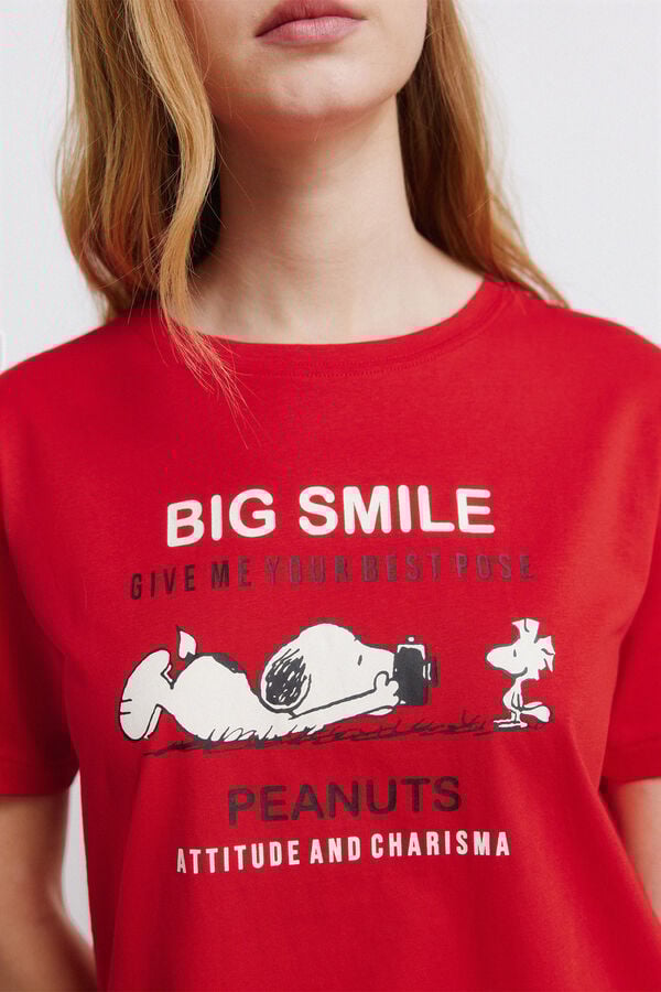 Springfield T-shirt de manga curta Snoopy vermelho
