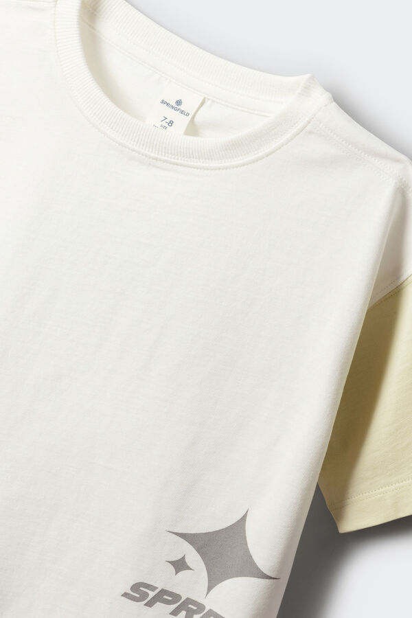 Springfield Kids T-shirt de manga curta com contrastes para menino branco