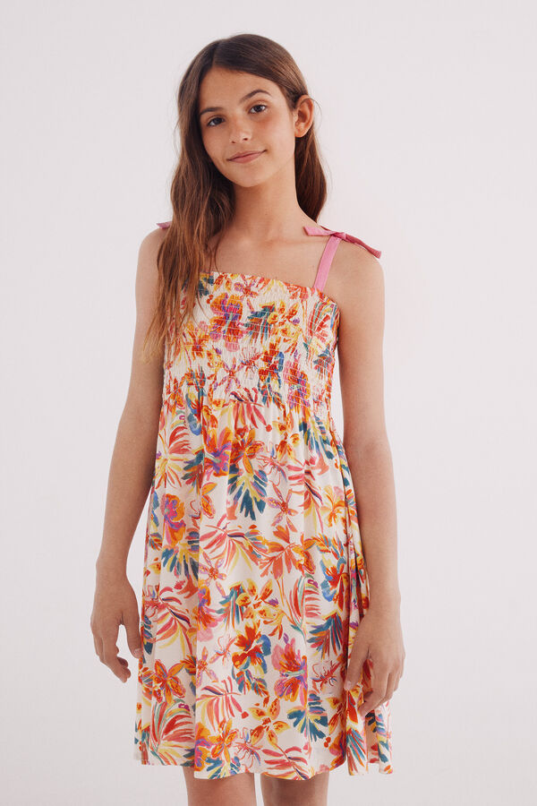 Springfield Kids Vestido flores menina branco