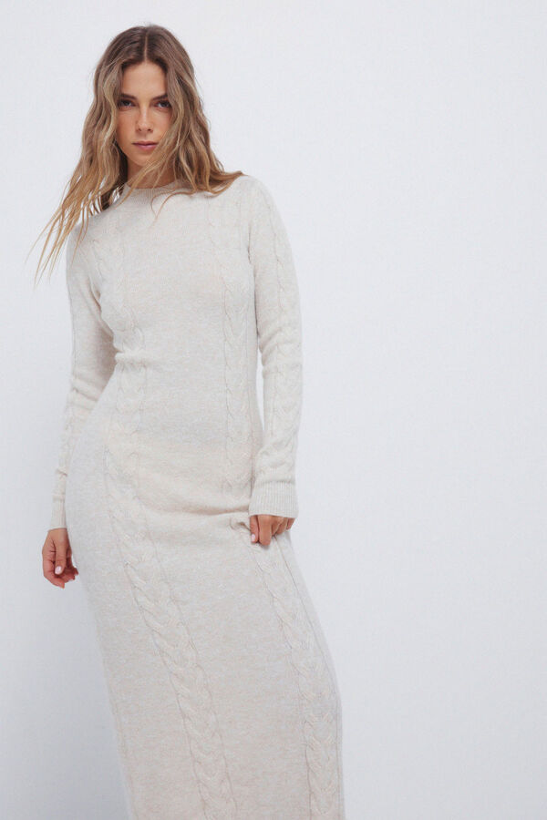 Springfield Vestido de malha trançada vison