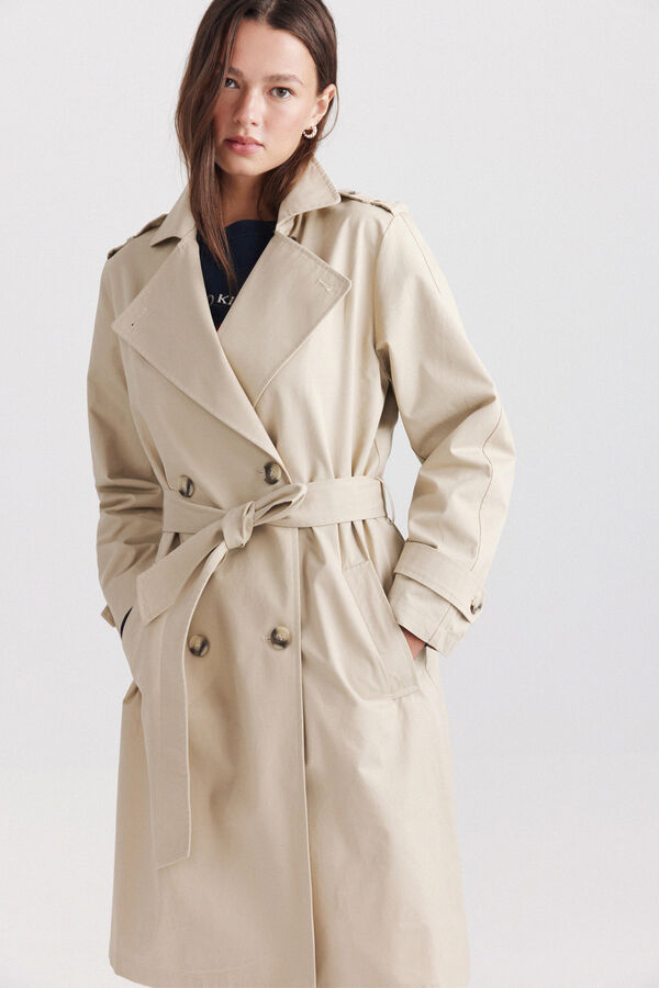 Springfield Gabardina com cinto camel