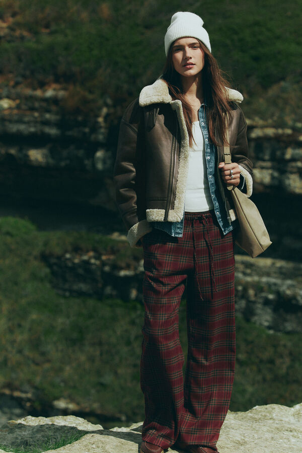 Springfield Calças jogger xadrez estampado