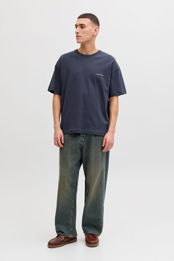 Jack & Jones T-shirt loose em algod&atilde;o cinzento