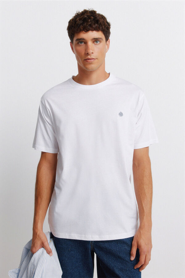 Springfield T-shirt b&aacute;sica com logo Springfield branco