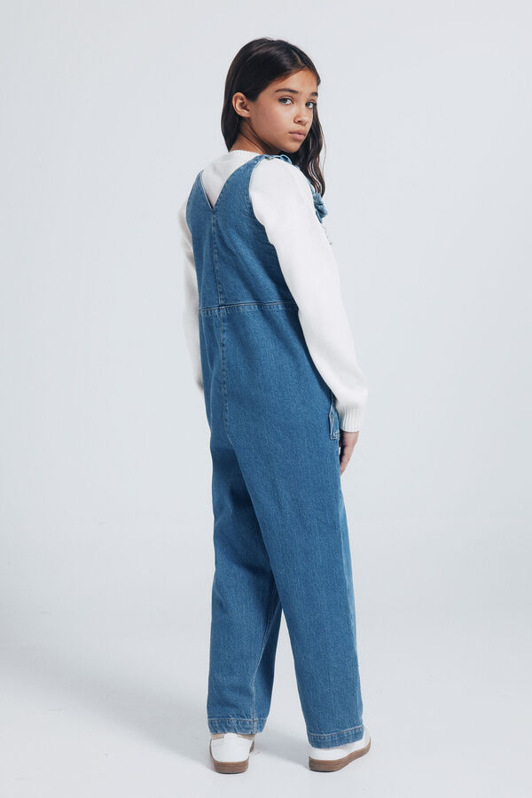 Springfield Kids Macacão jeans longo para meninas azul