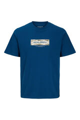 Jack & Jones PLUS T-shirt estampada em algod&atilde;o azul
