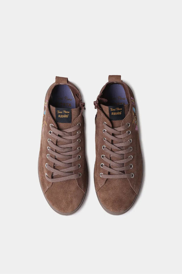 Toni Pons Bota de cano curto com detalhes florais castanho