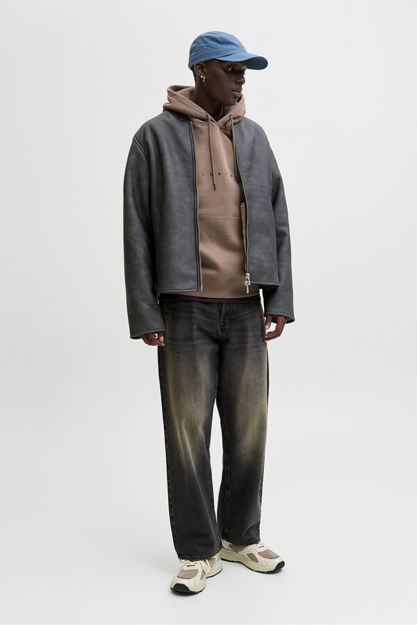 Jack & Jones Sweatshirt logo com capuz cinzento