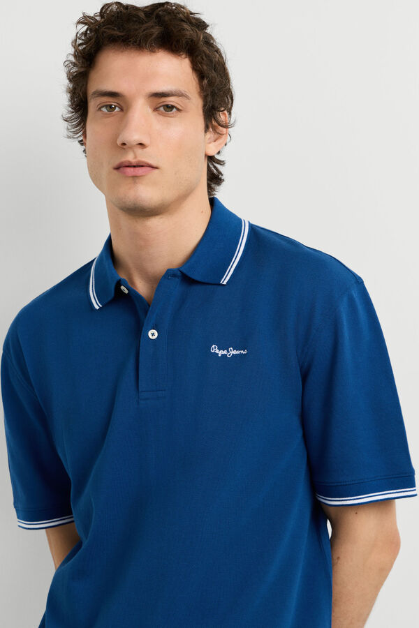 Pepe Jeans Polo piqu&eacute; regular com logo azul