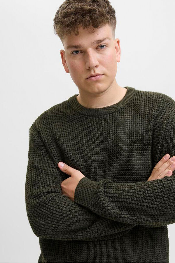 Jack & Jones PLUS Basic plain jersey-knit jumper green