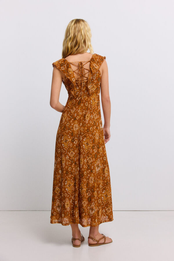 Springfield Vestido midi estampado com folho vermelho