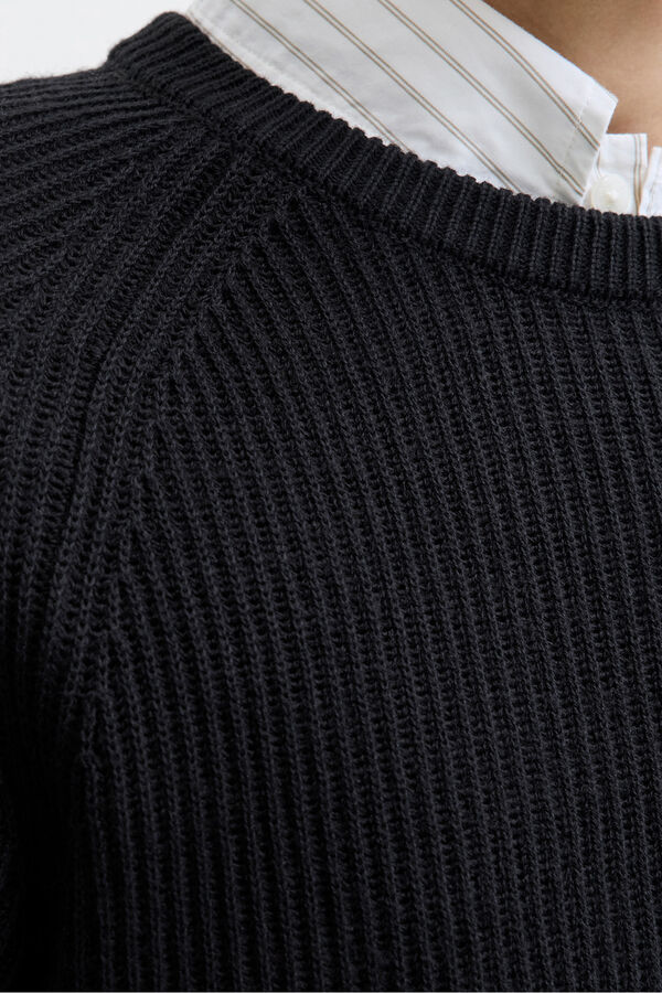 Jack & Jones PLUS Camisola básico de malha liso preto