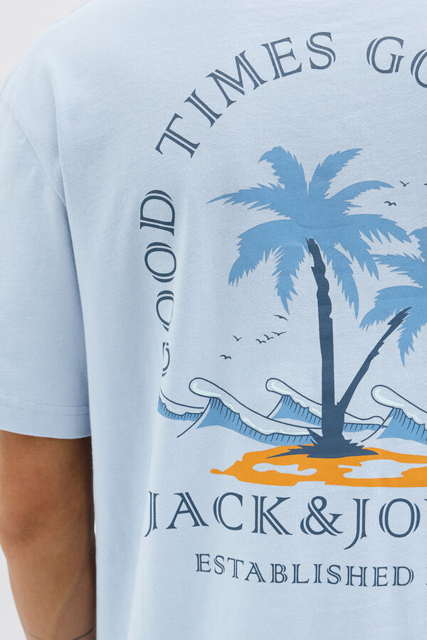 Jack & Jones T-shirt slim com estampado nas costas azul