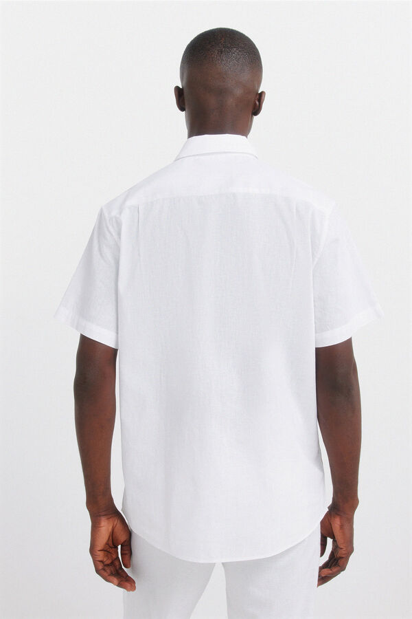 Springfield Camisa de manga curta em linho branco
