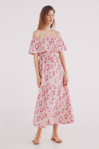 Springfield Vestido midi estampado com folho