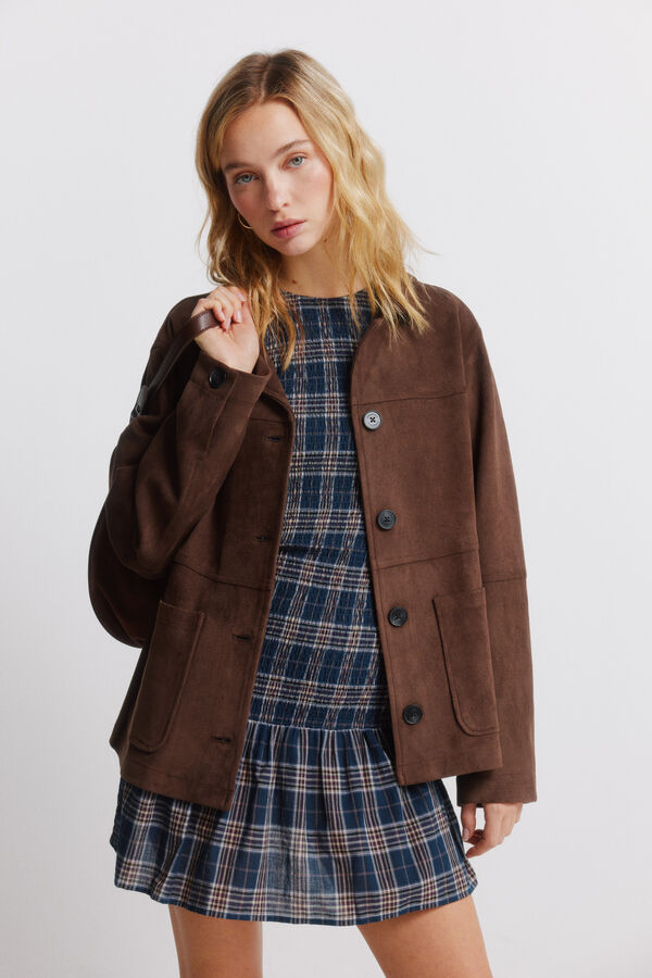 Springfield Casaco de camur&ccedil;a sint&eacute;tica com bolsos vison