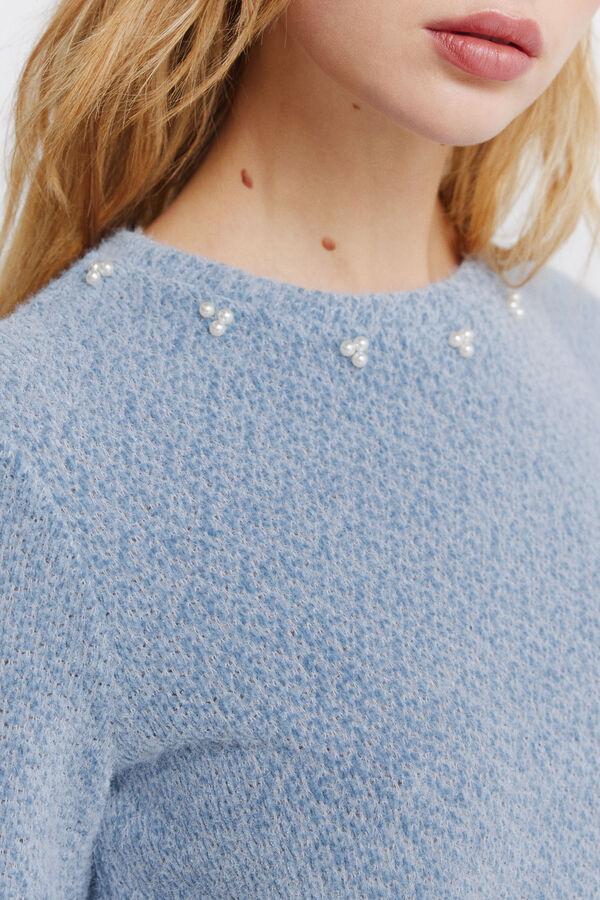 Springfield T-shirt de chenille gola fantasia azul