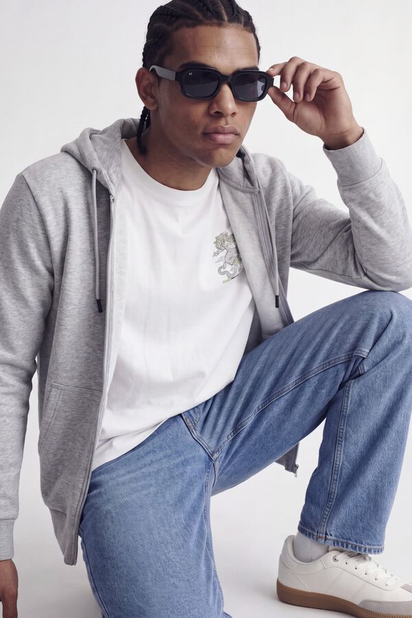 Jack & Jones Sweatshirt relaxed com capuz cinzento
