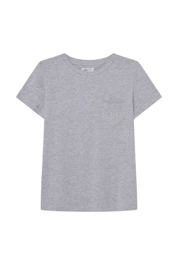 Springfield Camiseta Bolsillo Perlas gris medio