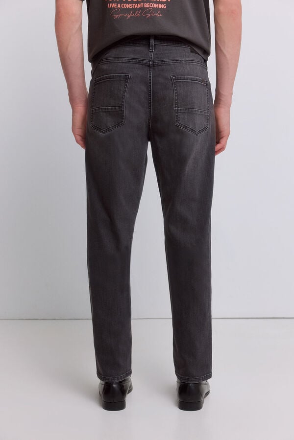 Springfield Jeans slim fit cinzento escuro lavagem desbotada cinzento