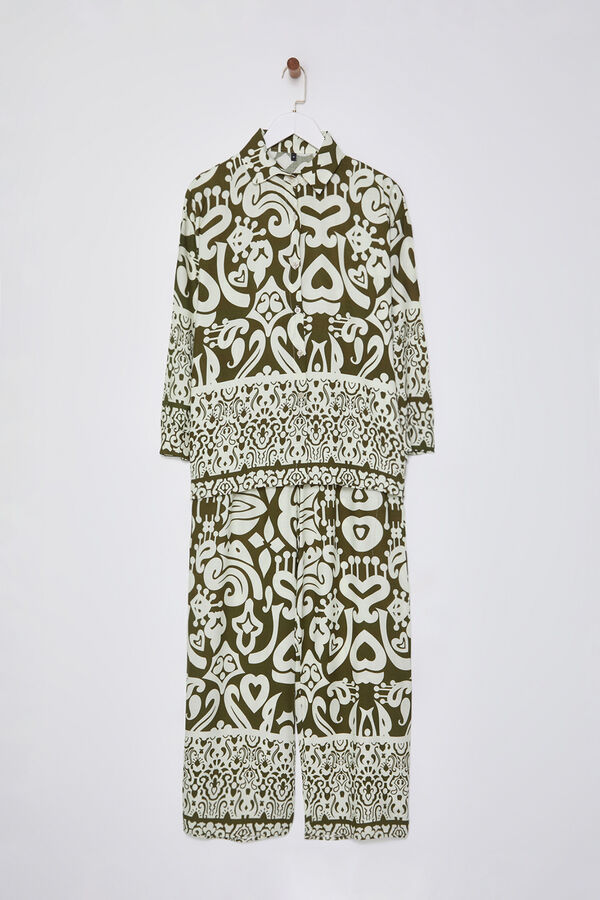 Trendyol Conjunto estampado fluido Caqui escuro