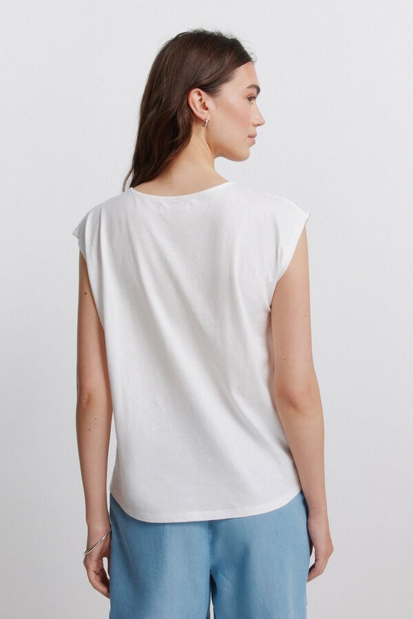 Springfield T-shirt de manga curta de bolinhas bege