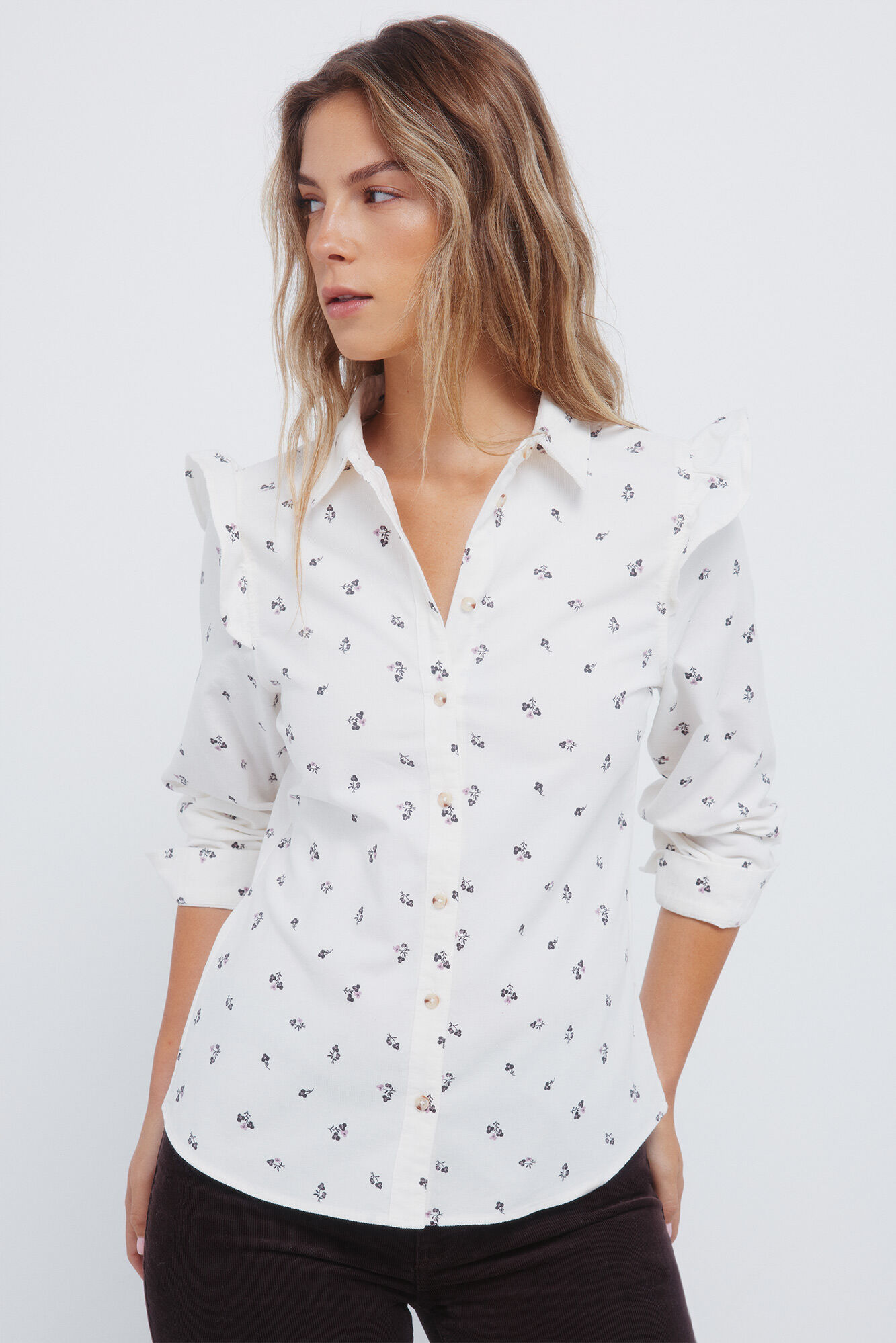 Springfield Camisa pana volantes hombro