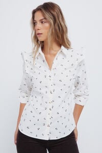 Springfield Camisa de veludo cotelê com babados nos ombros