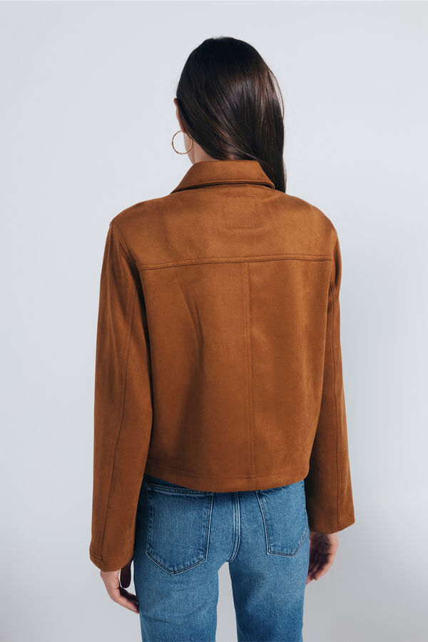 Springfield Jaqueta de bolso de camurça cru
