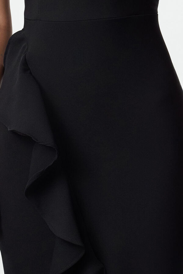 Trendyol Vestido com folhos preto