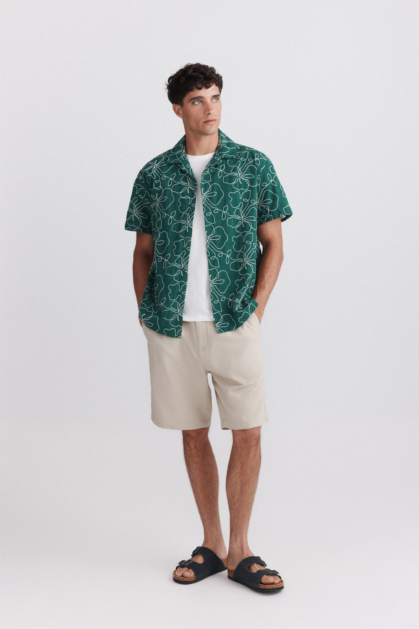Springfield Camisa bowling de manga curta bordada