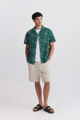 Springfield Camisa bowling de manga curta bordada verde