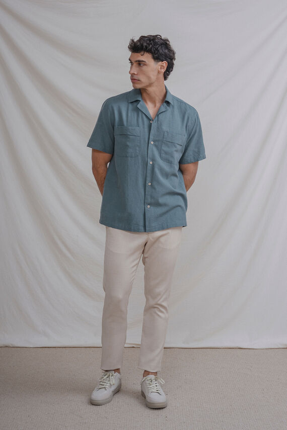 Camisa lino manga corta