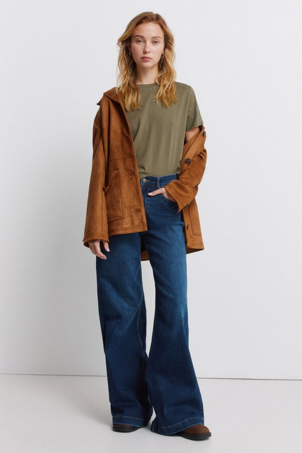 Springfield T-shirt manga curta com tachas cru