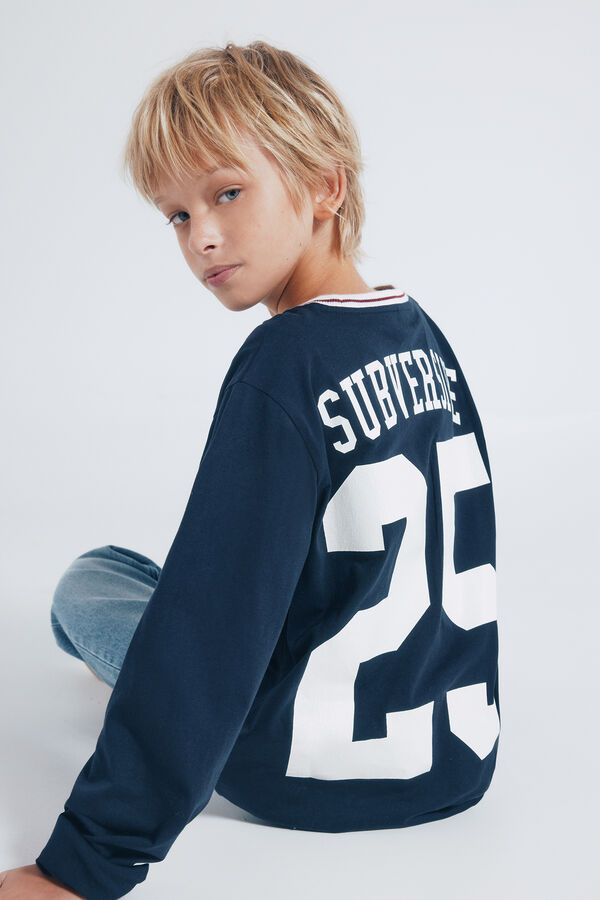 Springfield Kids Camiseta universitária de manga comprida para meninos azul