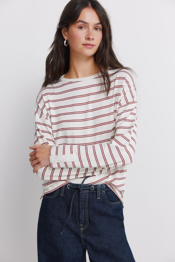 Springfield T-shirt de risca dupla bege