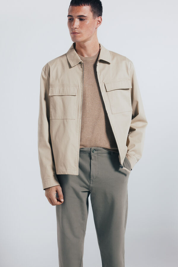 Springfield calças chino slim fit confortáveis bege