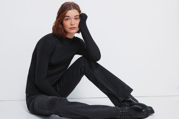 Springfield T-shirt Perkins com gola macia preto