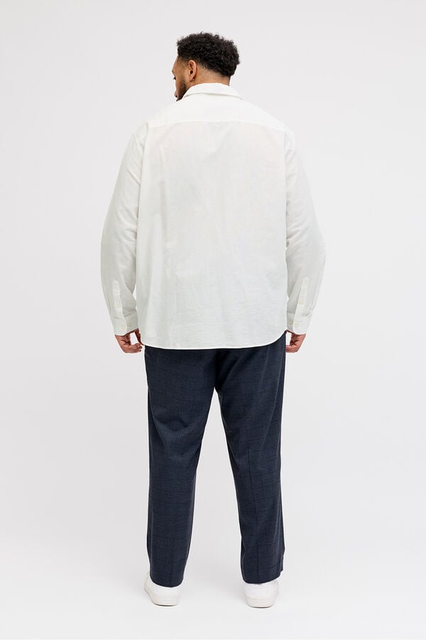 Jack & Jones PLUS Camisa manga comprida em linho branco